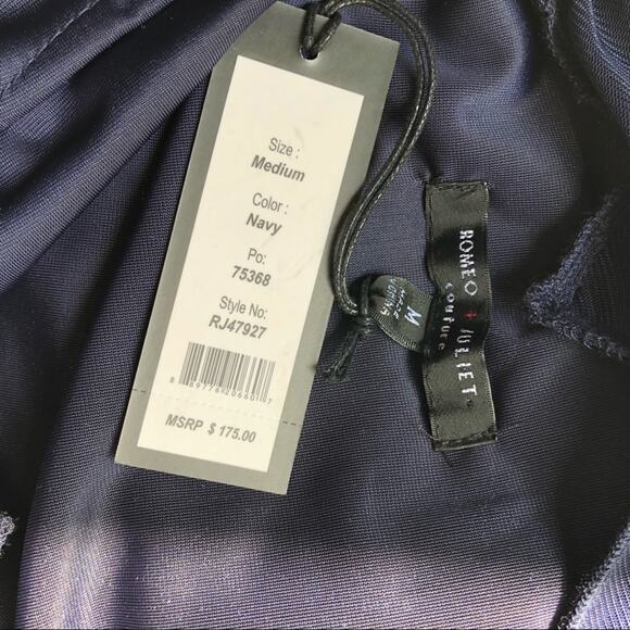 Romeo & Juliet Couture Navy Velvet Maxi Slip Gown Medium NWT - Picture 4 of 16